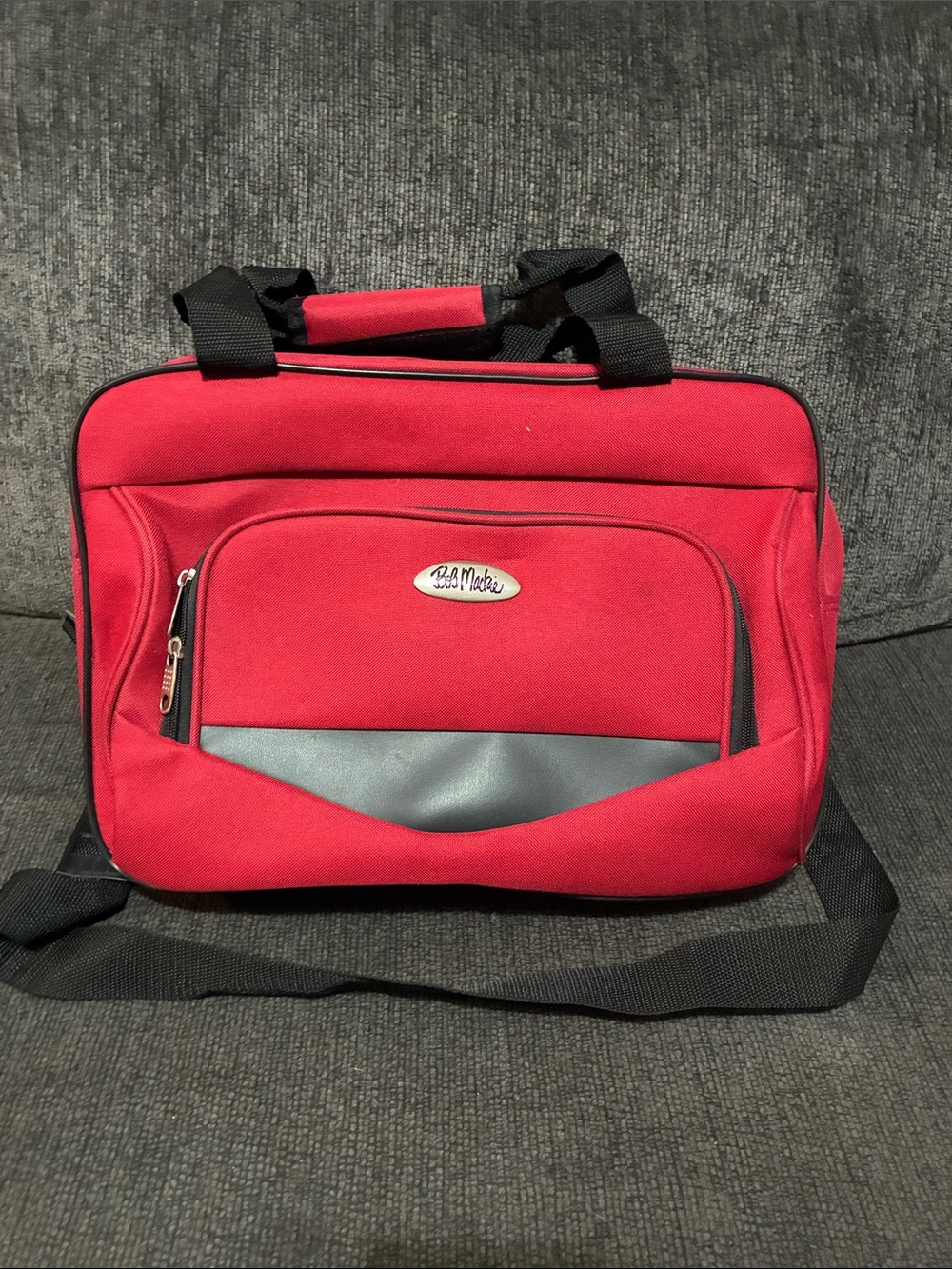 Vintage Bob Mackie Red Travel luggage/Shoulder Red Bag with Black Accents